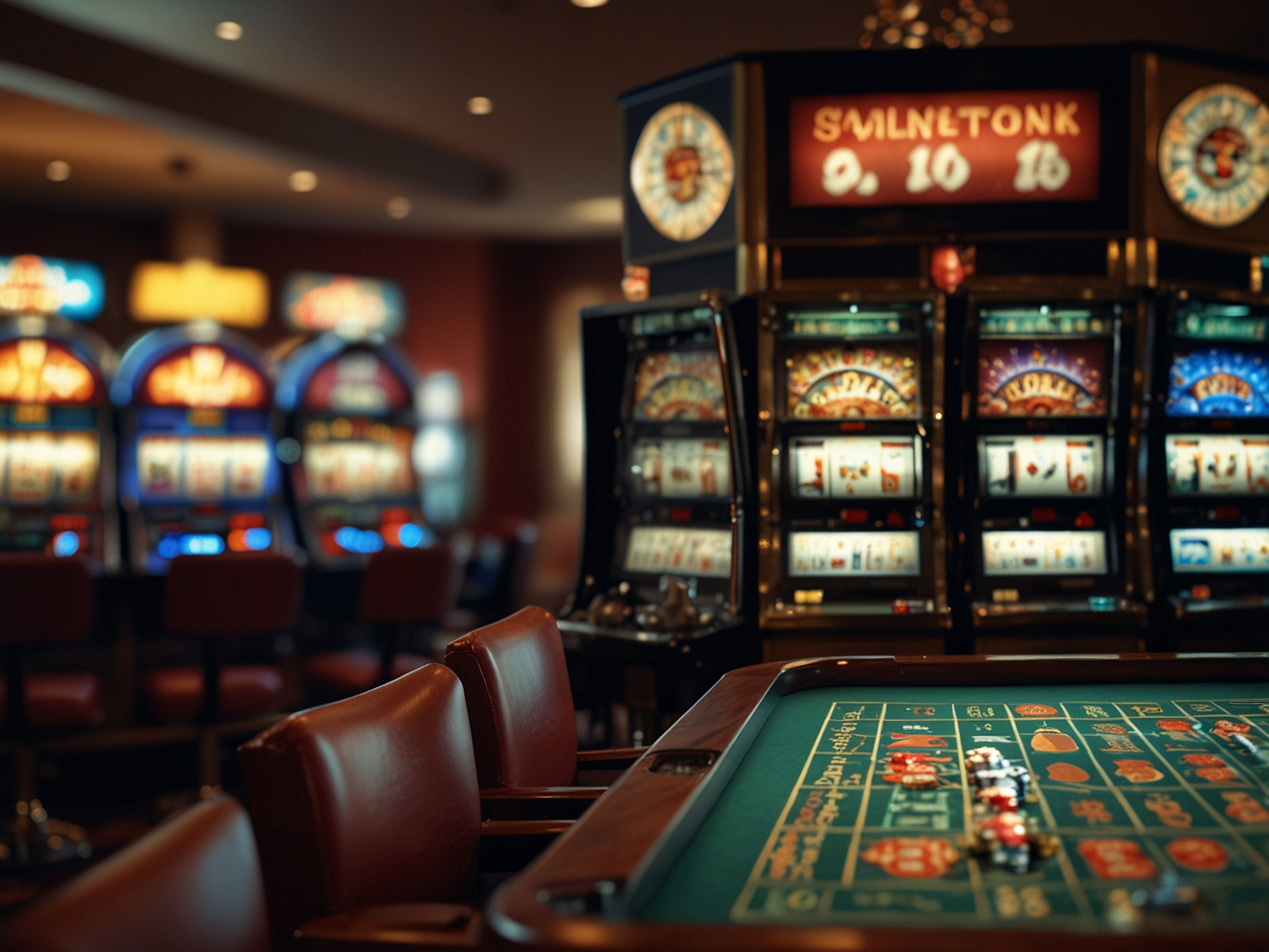 Verschiedene Spielautomaten und Tischspiele